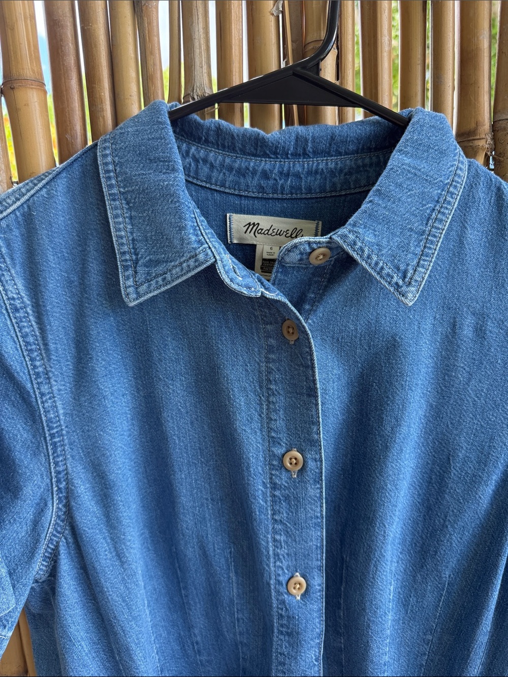 Madewell Blue Denim Button-Front Dress with Tie Waist - Picture 2 of 7